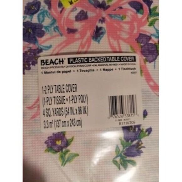 3 Floral medley plastic backed table cloth cover unopened - Picture 6 of 6